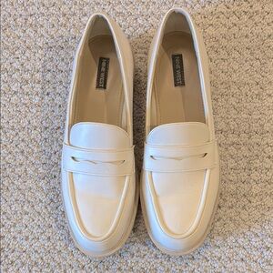 Nine West Cream Leather Penny Loafers